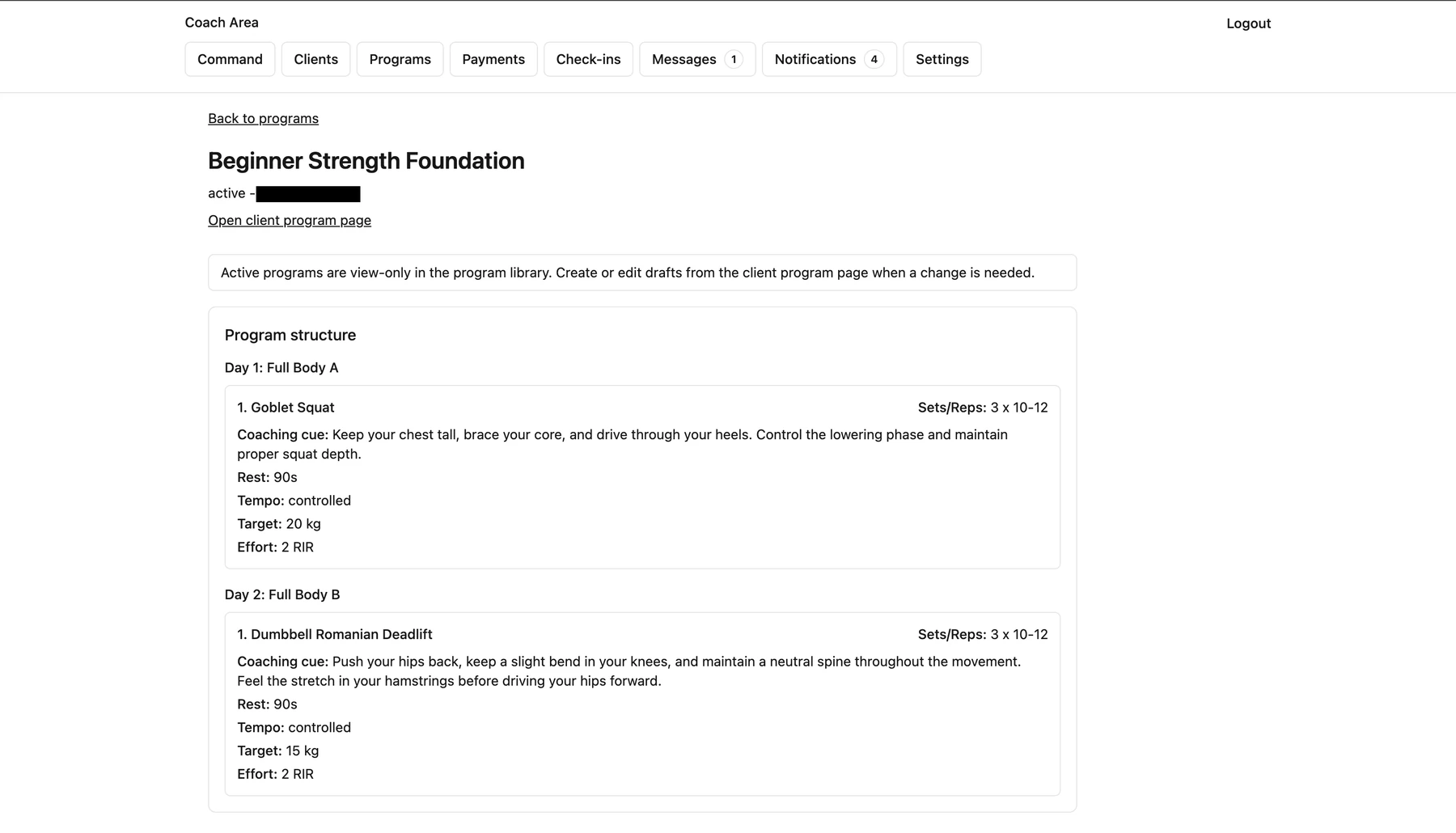 MOREE.FIT workout preview showing structured exercise prescriptions.